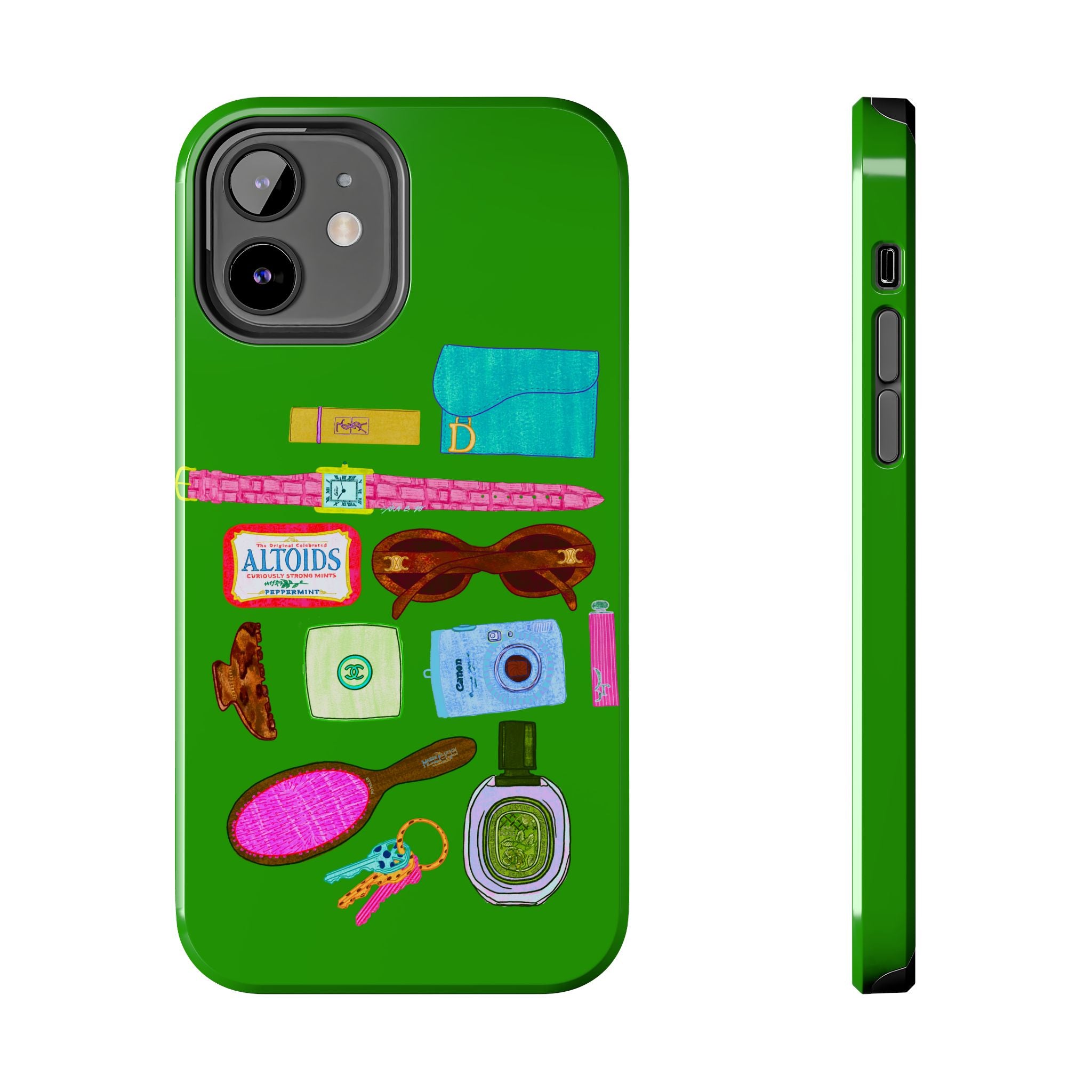 What's in My Bag Green Phone Case