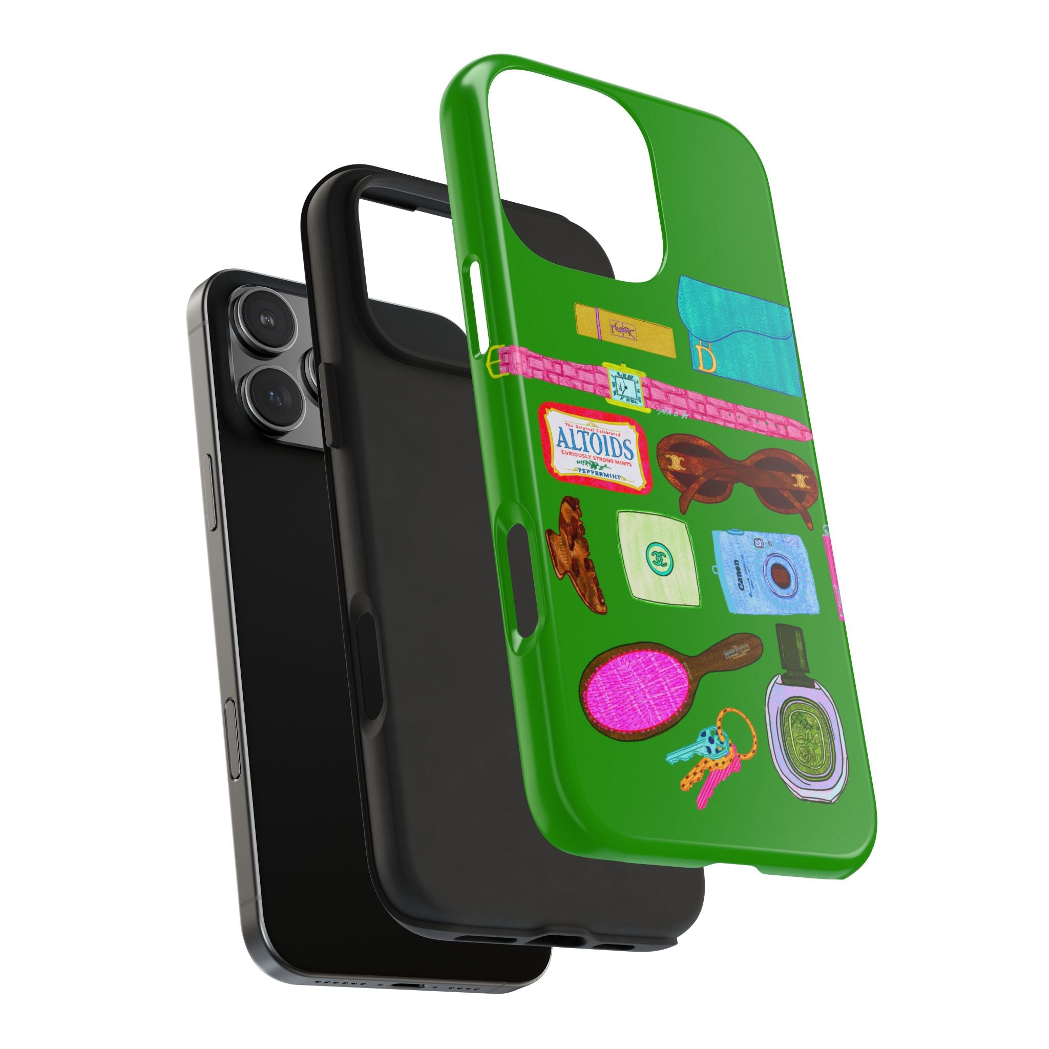 What's in My Bag Green Phone Case